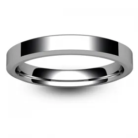 Flat Court Chamfered Edge -  3mm Ladies Palladium Wedding Rings